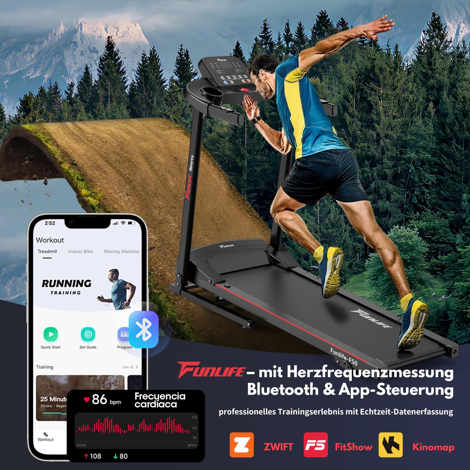 funlife-laufband-f50-laufband-klappbar-2-5ps-steigung-bluetooth image 2
