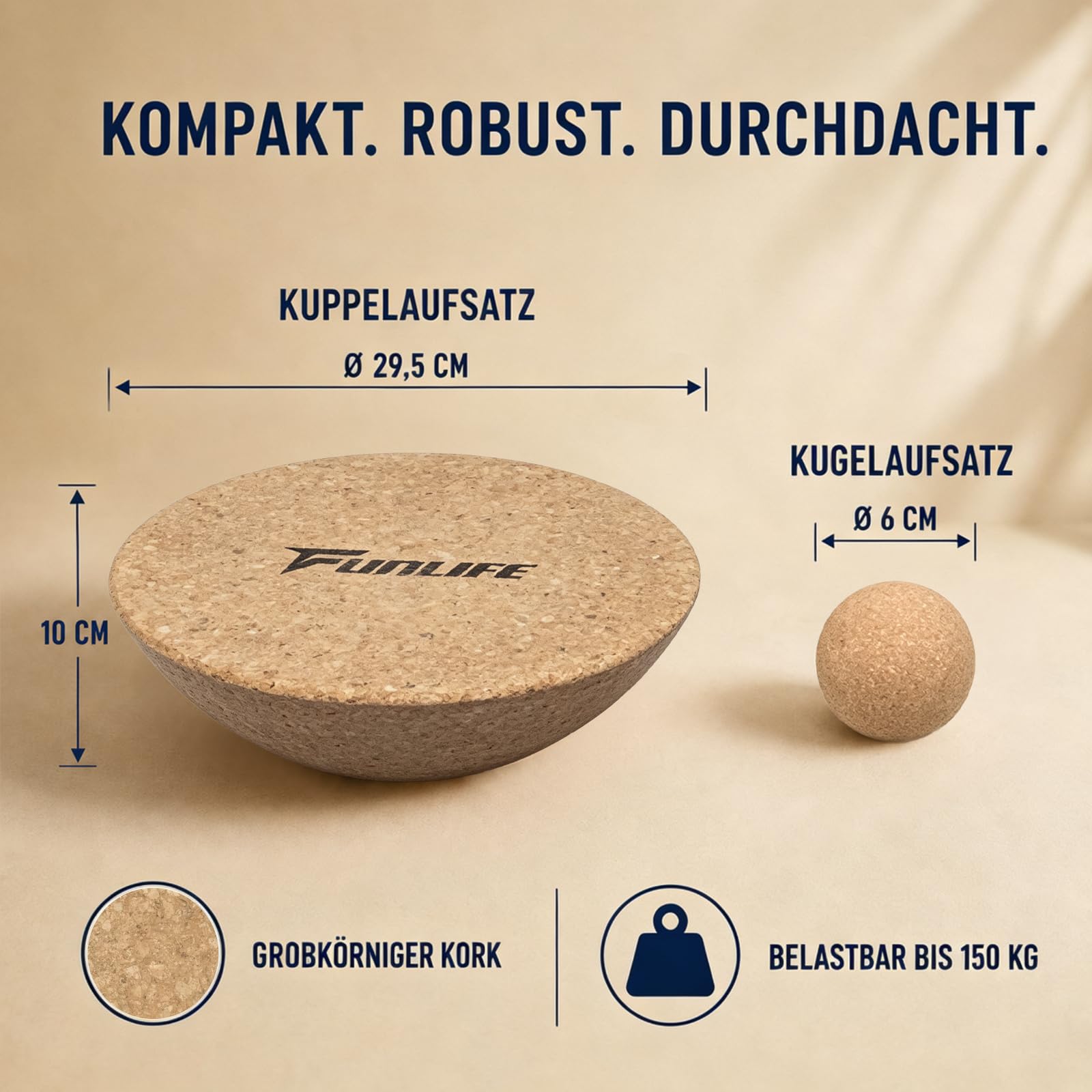 funlife-surf-balance-board-holz-80x30-korkrolle-sandbeige-150kg image 5