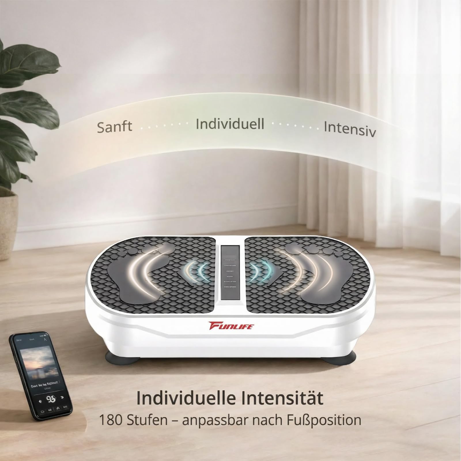 funlife-vibrationsplatte-v8-fitnessplatte-wei-bluetooth-180-stufen image 5