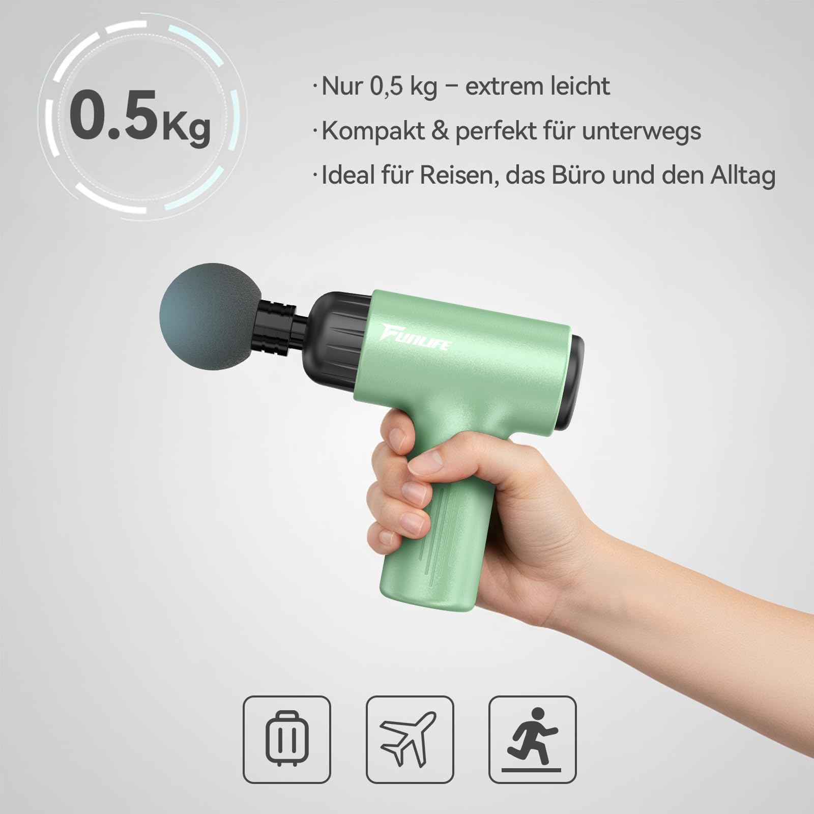 funlife-m2-mini-massagepistole-mint-green-usb-c-6-stufen image 2