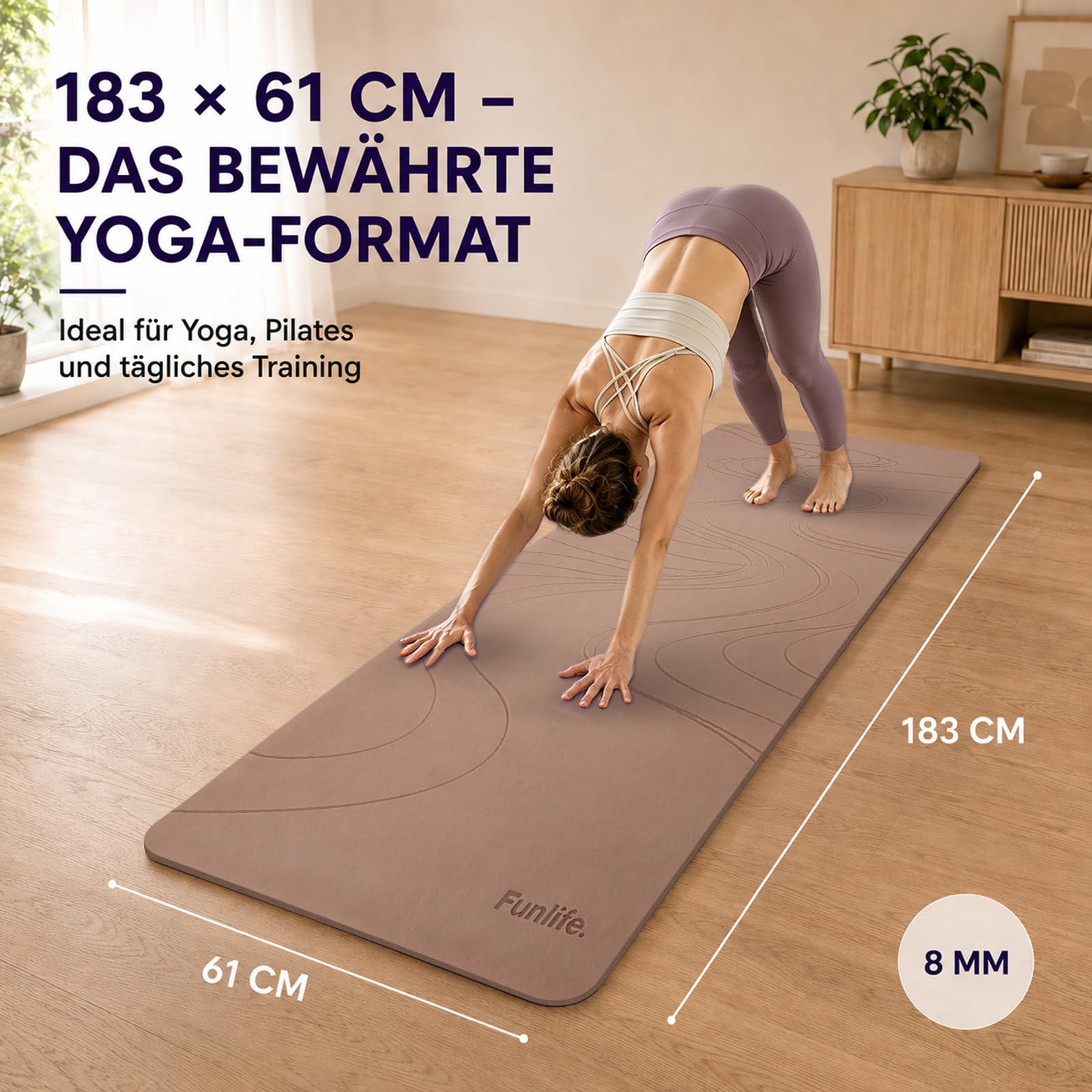 funlife-yogamatte-183x61-cm-8mm-fitnessmatte-chocolat-rutschfest image 2