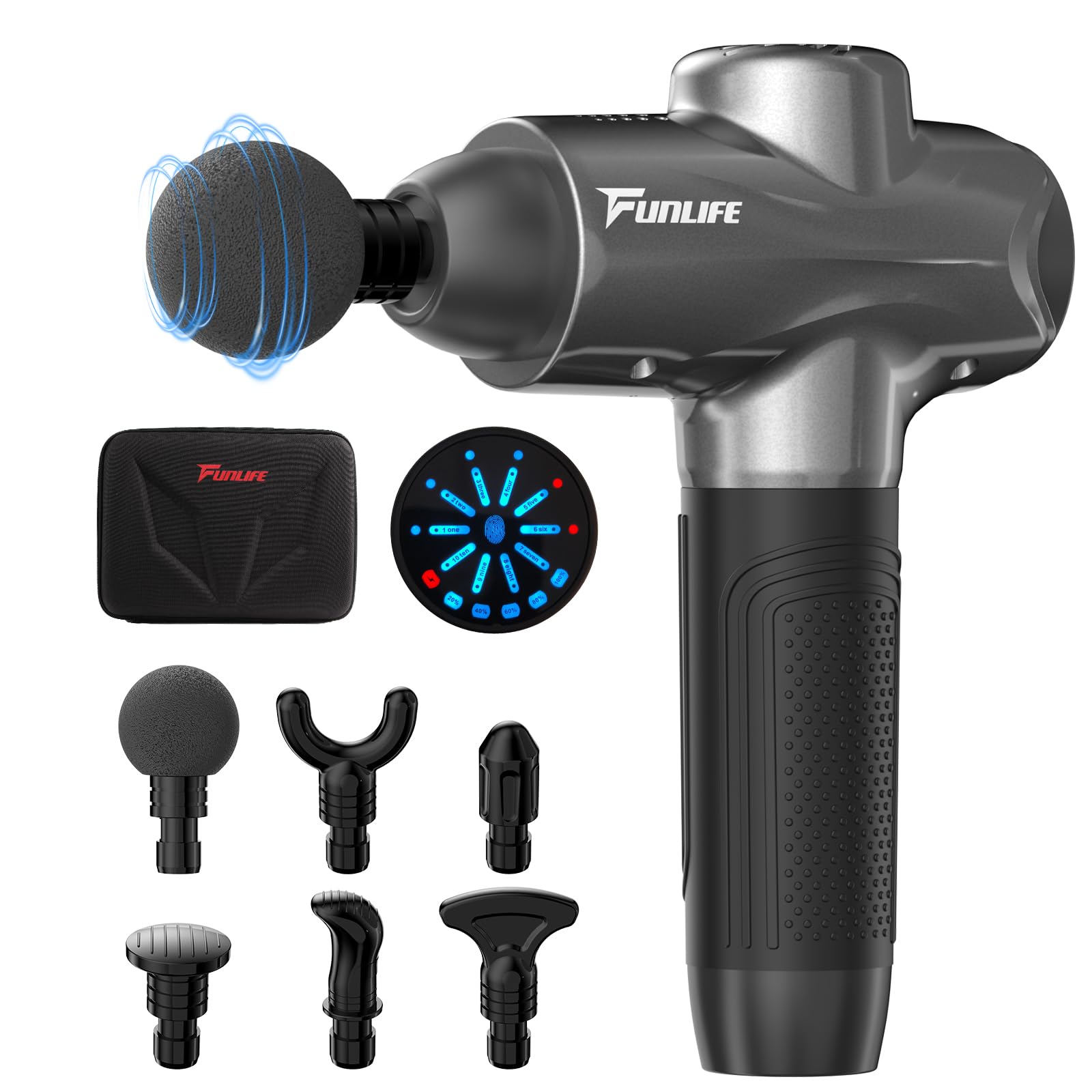 funlife-m6-massagepistole-platinum-gray-usb-c-led-display image 1